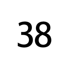 the number thirty-eight on a plain background vector illustration
