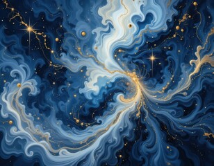 Cosmic swirl of colors space abstract art deep blue universe wide view celestial concept