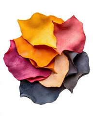 Naklejka premium Colorful layers of textured petals create a vibrant floral arrangement, perfect for nature and design themes.