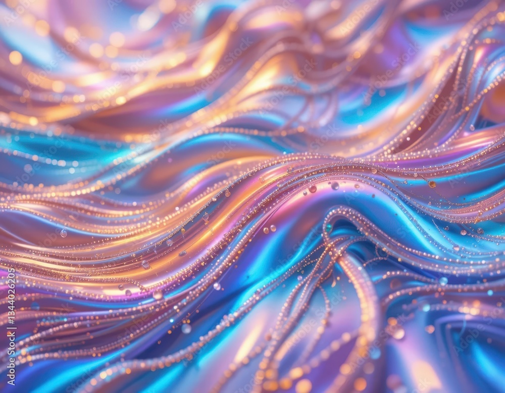 Poster dynamic abstract waves of color digital art vibrant environment close-up perspective fluid motion