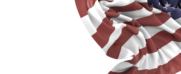Waving American Flag Corner Isolated