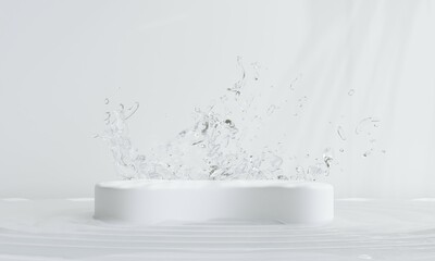 Podium on the water for product presentation. Natural beauty pedestal, relaxation and health, 3d illustration