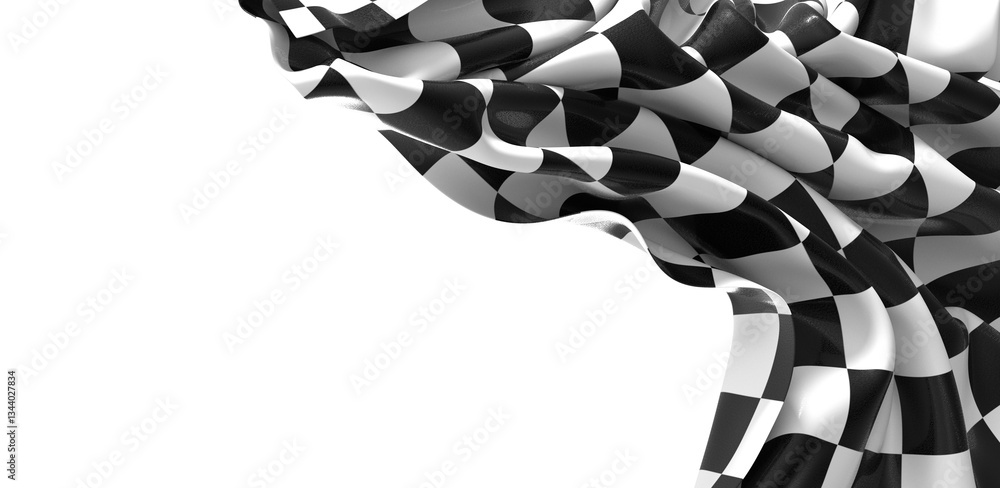 Poster waving racing finish flag in
