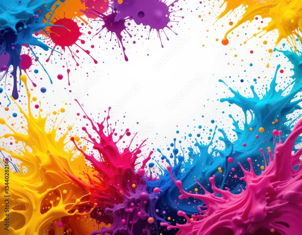 Poster vibrant color splash event art studio digital artwork creative environment aerial view abstract expr