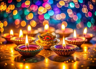 Happy Diwali: Sparkling Diyas & Festive Lights - Traditional Indian Oil Lamps