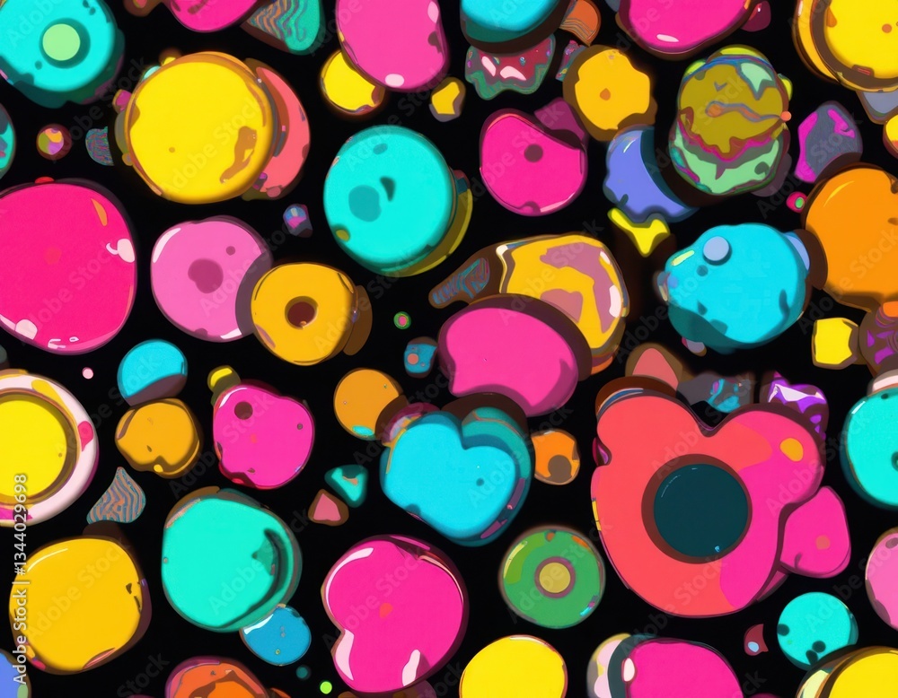 Poster vibrant abstract art displaying colorful circles digital medium dynamic composition artistic environ