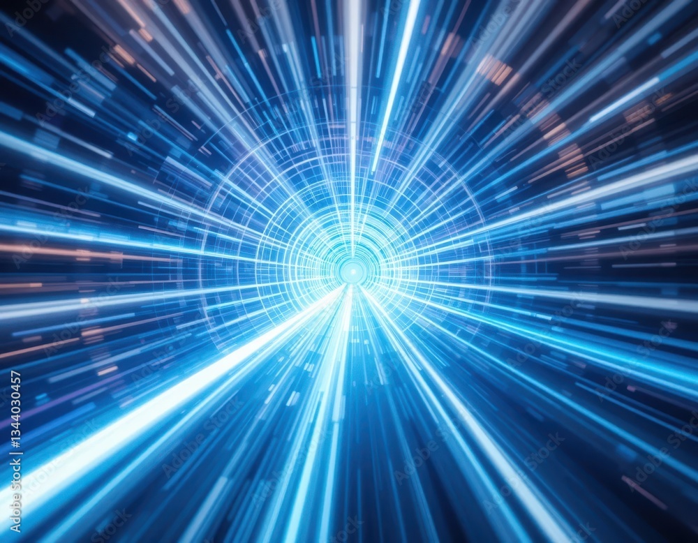 Poster accelerating light speed journey through a neon tunnel digital art futuristic environment abstract v