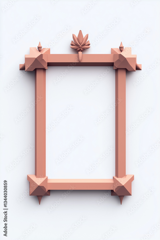 Aufkleber Minimalistic low-poly 3D frame with geometric design and pastel colors on a clean background