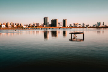 Modern buildings and rural skyscrapers and tourist attractions in China