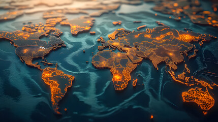 Exploring global trade routes world map high-quality image artistic aerial view economic connectivity