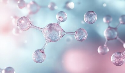 Molecular Structures in Soft Minimalistic Environment for Skin Solutions and Collagen Serum Illustration