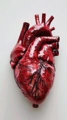 Detailed anatomical human heart model on a white background