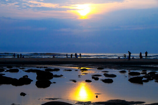 sunset over the Sea beach