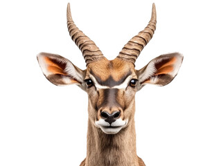 Fototapeta premium Majestic oryx gazes directly at the viewer in bright setting on a transparent background, cut out