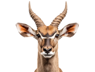 Majestic oryx gazes directly at the viewer in bright setting on a transparent background, cut out