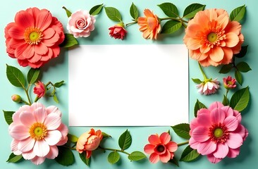 Frame of flowers with free space inside