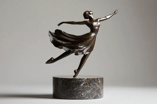 Bronze ballerina sculpture in graceful pose. Elegance and artistry for decor