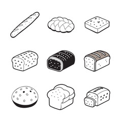 set of  breads for food