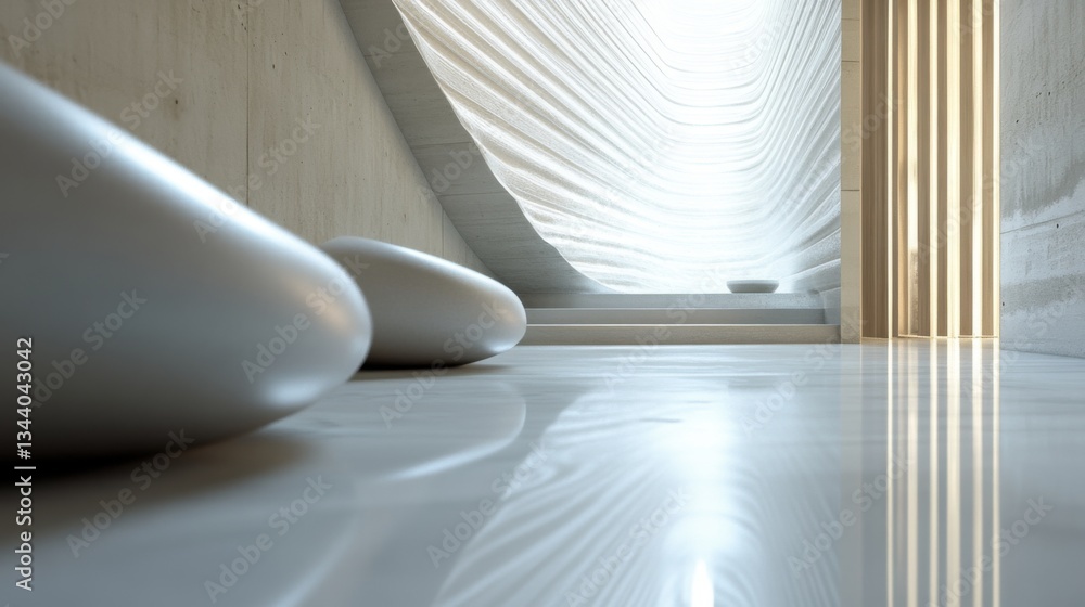 Poster subtlety creates depth in minimalist spaces.