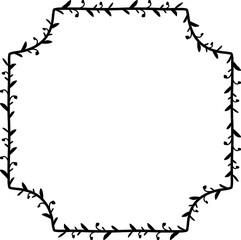 Plaque frame wreath simple shape vector Leaves border floral photo frame romantic Botanical Branches decoration 