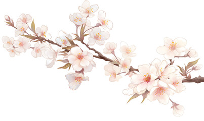 .Illustration of trees, leaves, grass and various botanical elements on a white background.