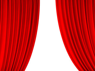 Photo of red stage curtain opening PNG transparent.
