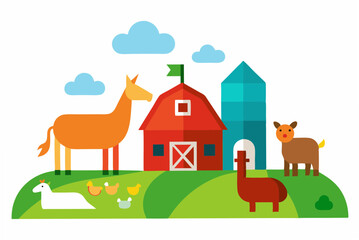 farm animals and house