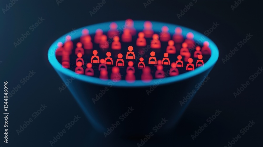 Poster digital representation of secure user network in a futuristic bowl with red and blue lighting effect