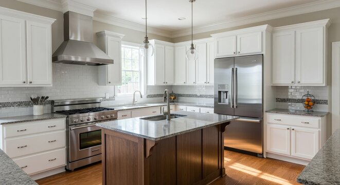 Modern Kitchen Design with Marble Countertops and Stainless Steel Appliances Perfect for Home Renovations