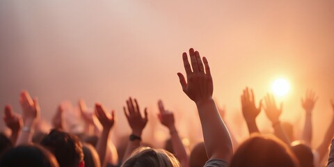 Engaged Audience Members Raising Hands at an Interactive Seminar Event