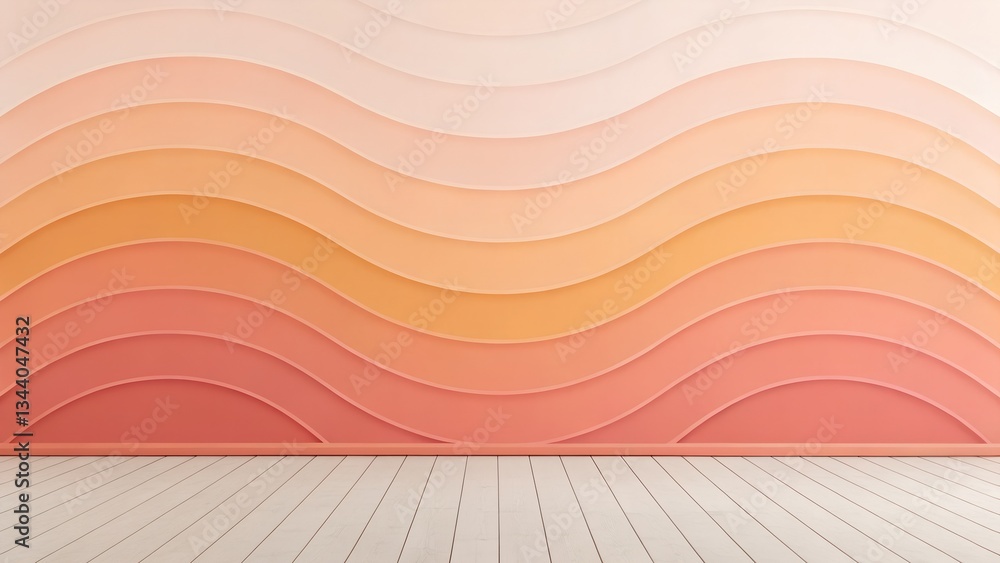 Aufkleber soft dreamy gradient wall with warm tones abstract wall design with curved lines in warm, gradient c
