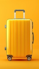 Yellow Suitcase on Orange Background