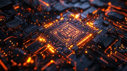 Obraz premium AI-Powered Futuristic Motherboard Processing Intelli