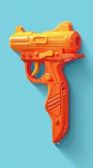Obraz premium Orange toy gun on light blue background