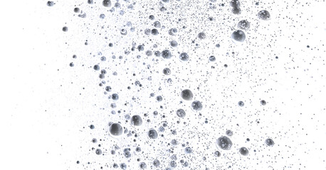 Abstract background of silver bubbles on white. Perfect for cosmetics, beauty, and science.
