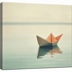 Floating paper boat serene water minimalist photography calm environment aerial view tranquility concept