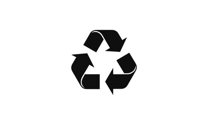 Black recycling icon on trasparent background