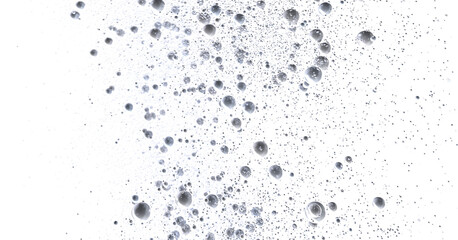 Silver bubbles floating on white. Great for cosmetics, spa, or clean backgrounds.
