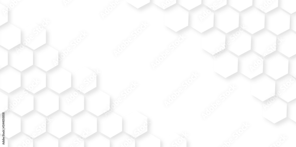 Poster abstract white background with hexagons . white hexagonal background luxury white pattern seamless b