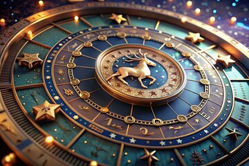 Intricate 3D Render of Capricorn Zodiac Constellation Wheel - Celestial Design