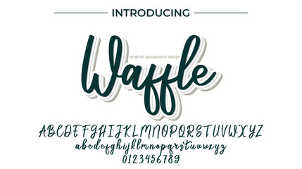 Waffle Font Stylish brush painted an uppercase vector letters, alphabet, typeface