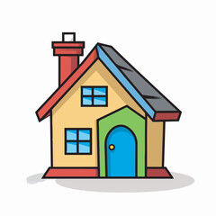 Vector illustration of a colorful house with a chimney, perfect for real estate, architecture, and home design projects.
