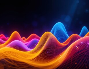 Fototapeta premium Dynamic wave patterns in vibrant colors abstract art digital environment futuristic concept
