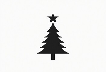 Fototapeta premium Black and White Geometric Christmas: A Stylized Tree Design on White, Perfect for Modern Holiday Greetings, Graphic Prints, and Sleek Seasonal Advertisements.