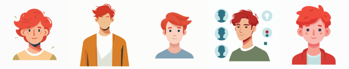 red haired young man character vector