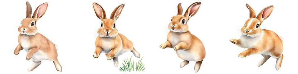 Cute and Playful Bunny Rabbits Jumping in a Bright Green Meadow