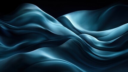 Obraz premium Abstract flowing fabric, deep teal and cool blue waves