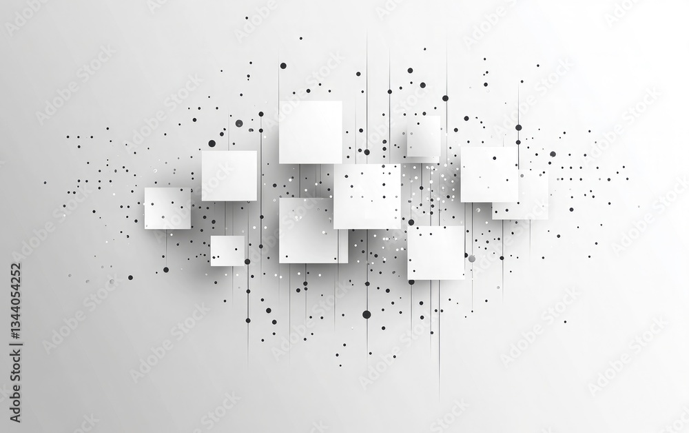 Poster abstract geometric background with overlapping white squares and connecting lines