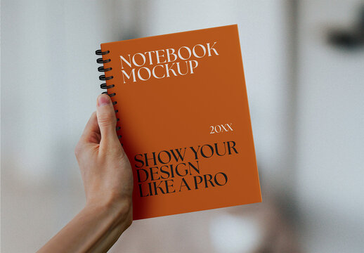 Mockup of Spiral Rigged Notebook Cover in Hand