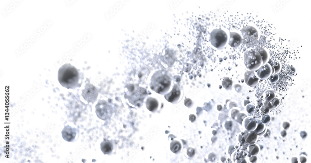 Aufkleber abstract background of silver bubbles floating in white. perfect for science, technology, or purity 